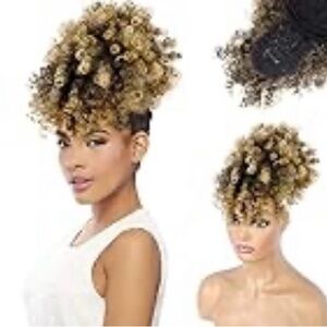 Blonde Curly High Puff Ponytail - Women Hair